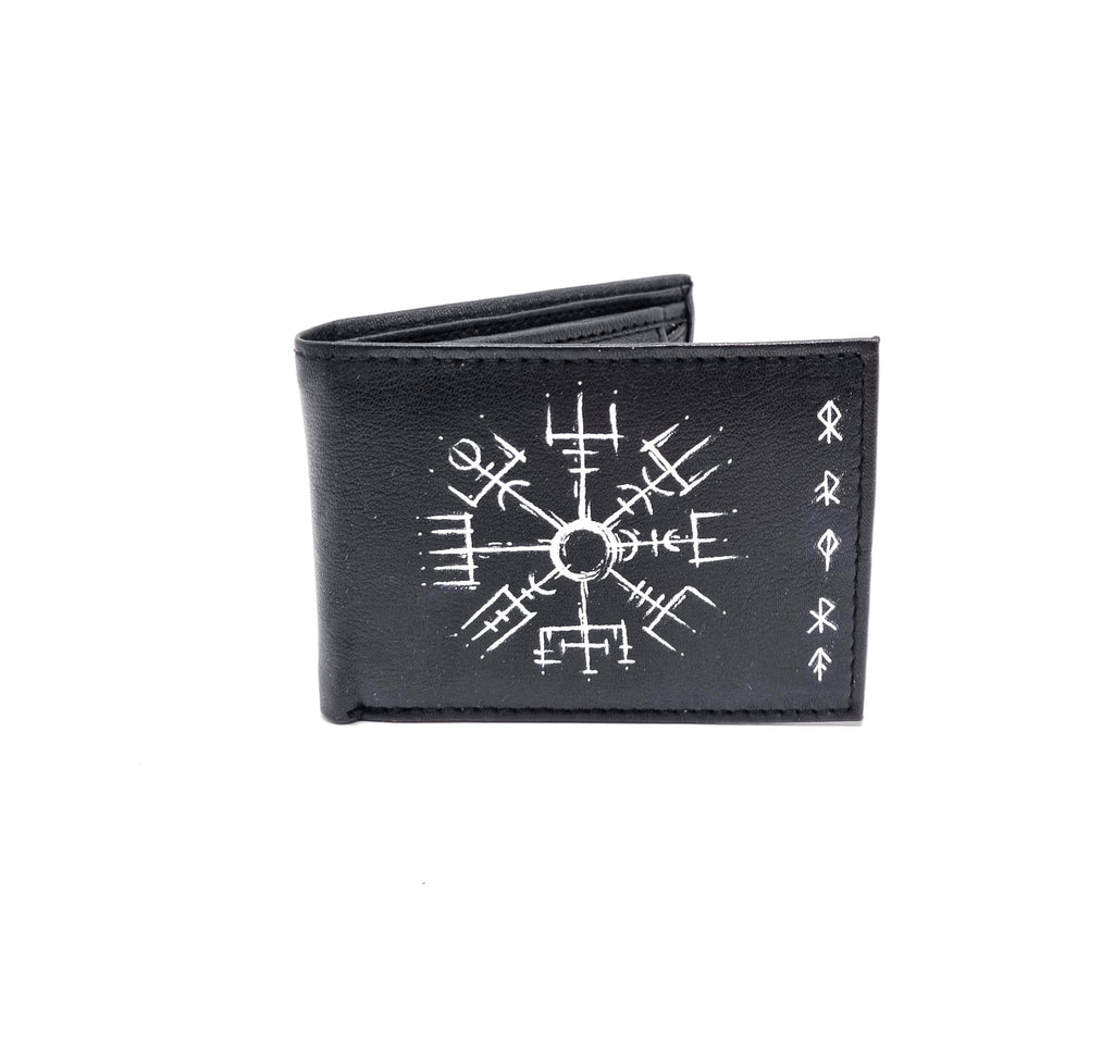 Tätowierte Mini Geldtasche Rindsleder schwarz "VALHALLA"