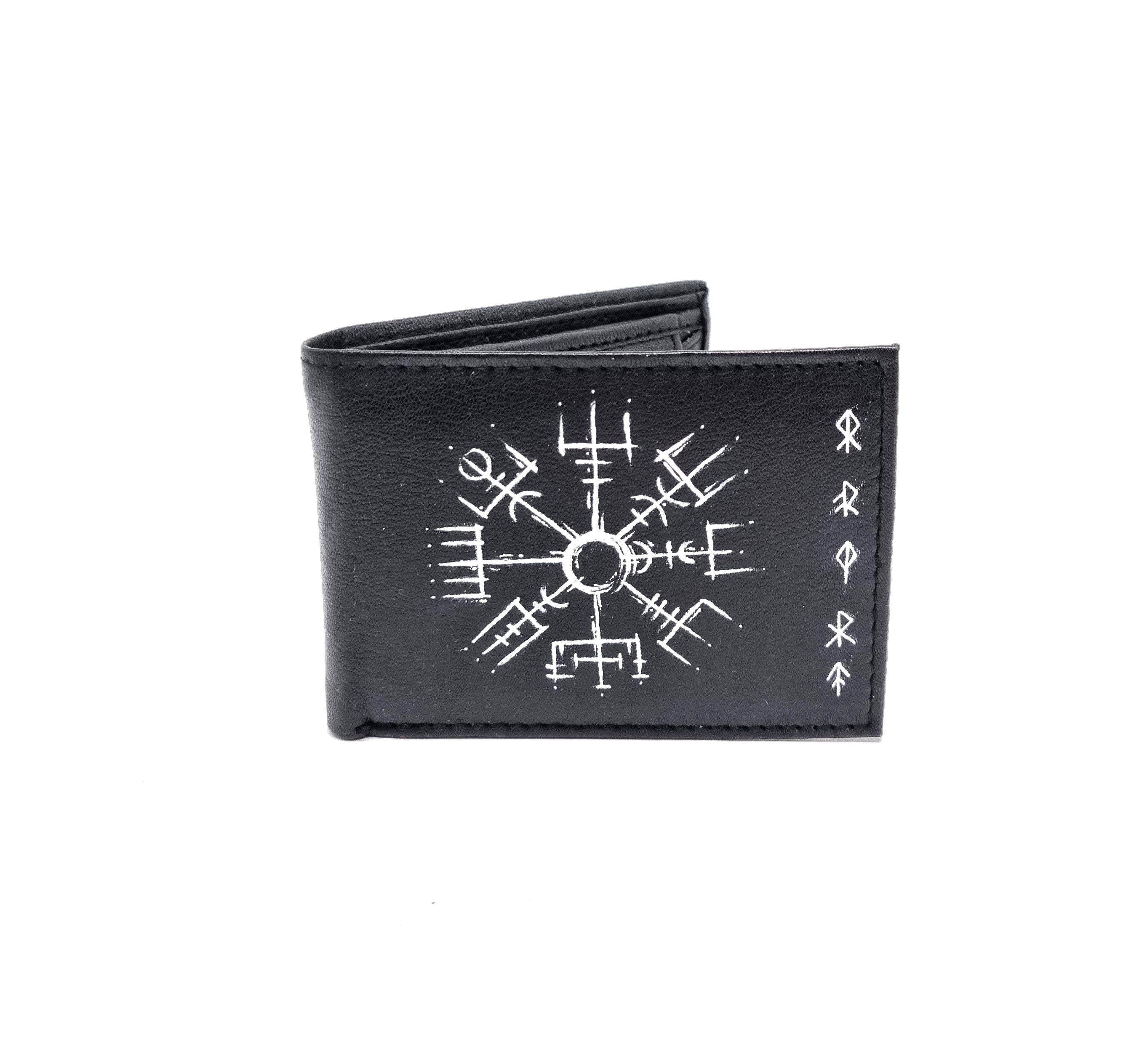 Tätowierte Mini Geldtasche Rindsleder schwarz "VALHALLA"