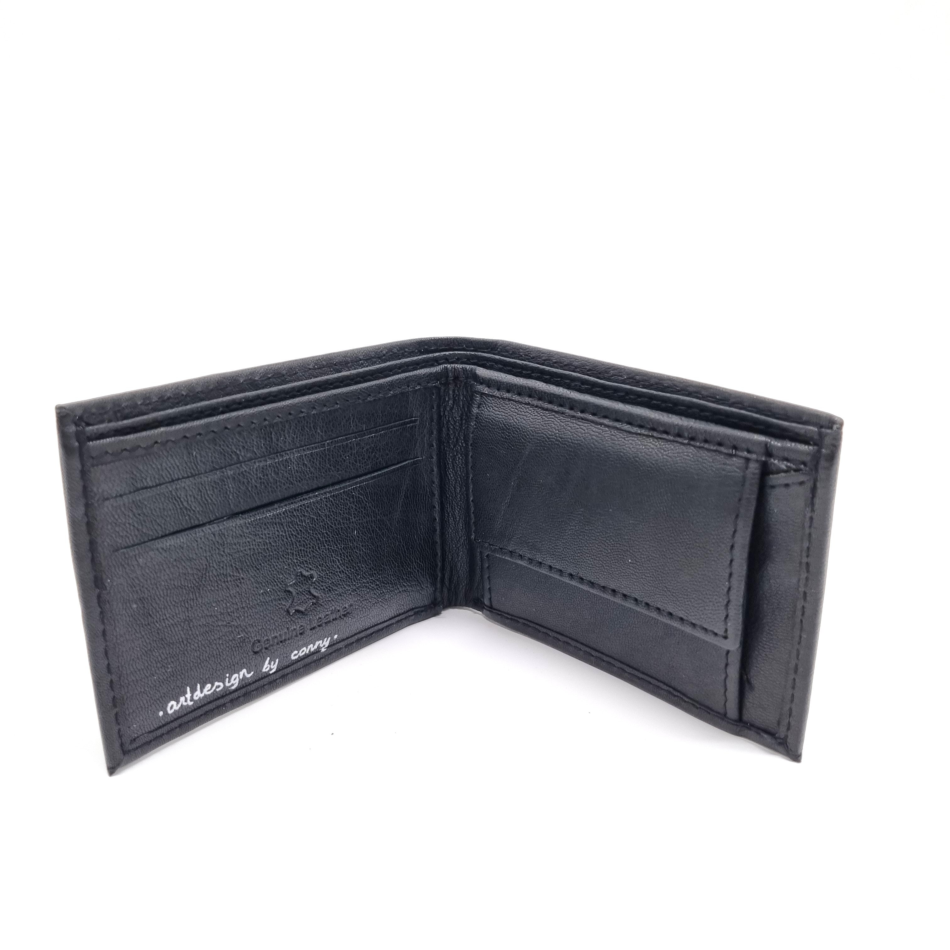 Tätowierte Mini Geldtasche Rindsleder schwarz "VALHALLA"