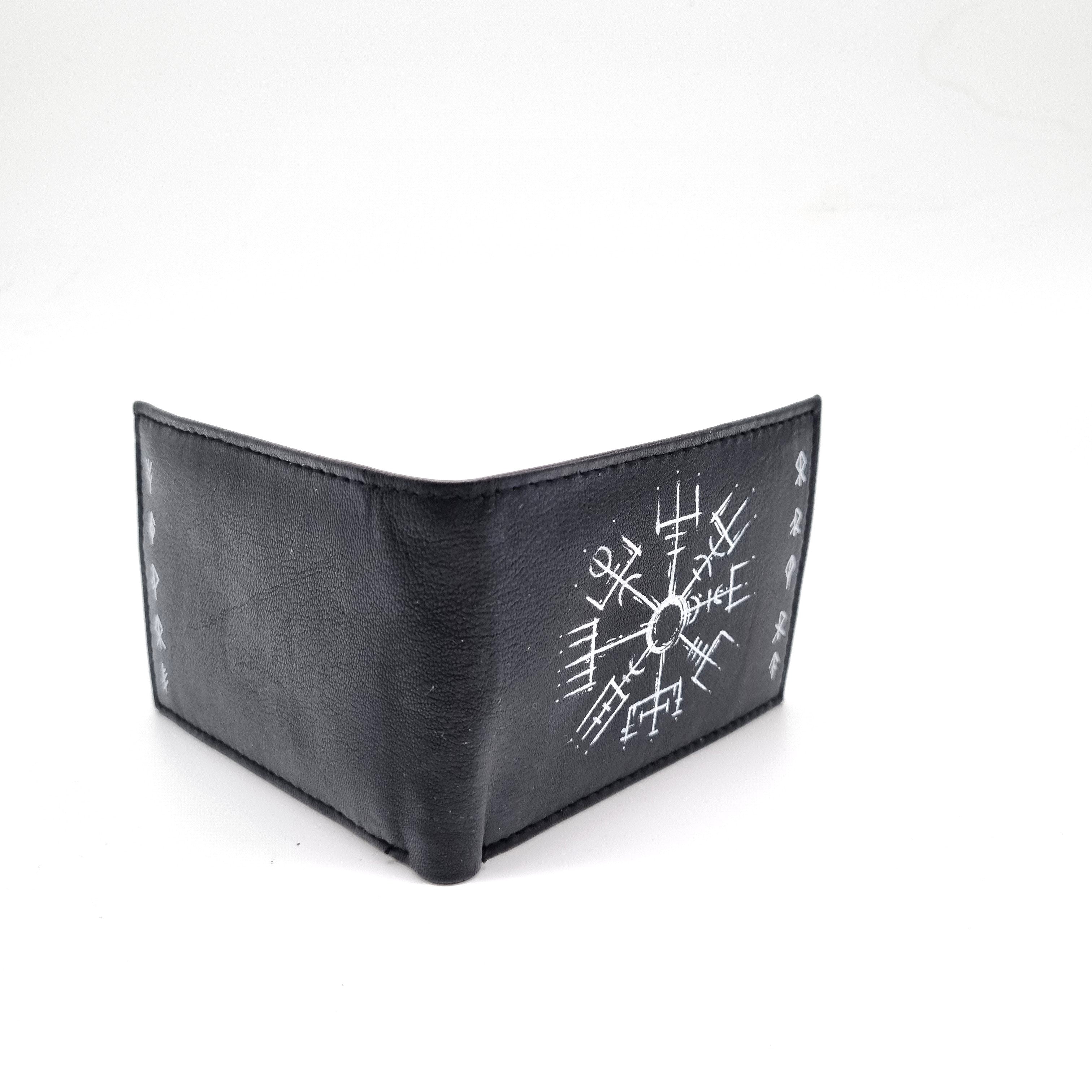 Tätowierte Mini Geldtasche Rindsleder schwarz "VALHALLA"