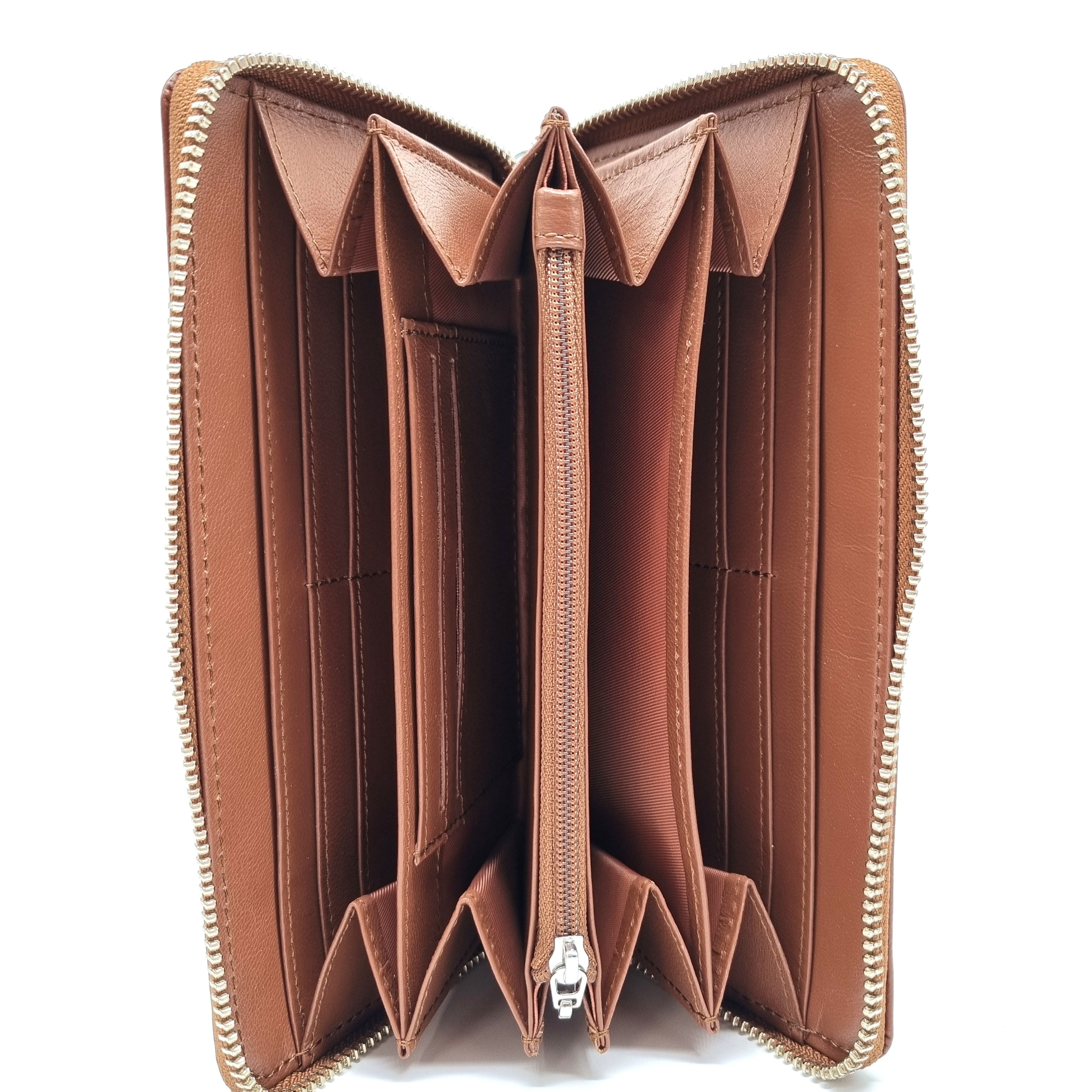Tätowierte Geldtasche Rindsleder braun "BEE"