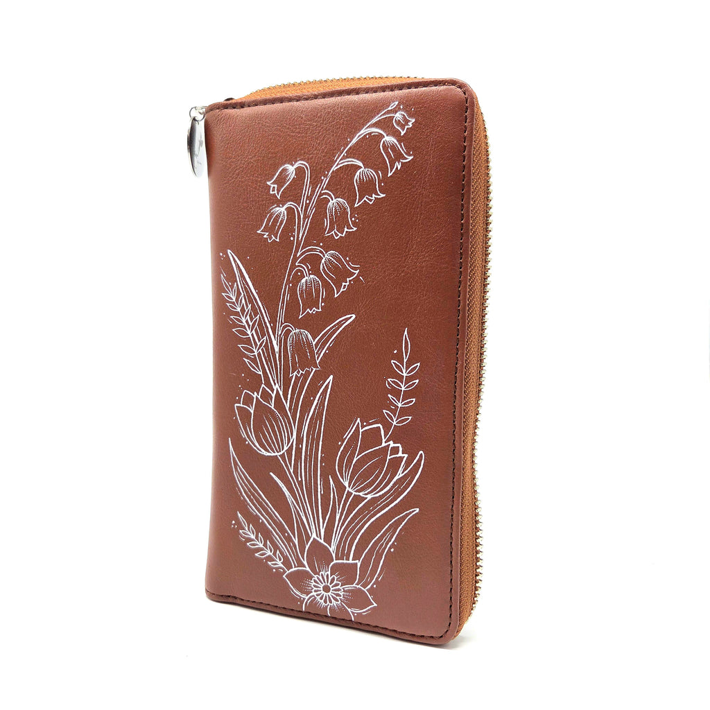 Tätowierte Geldtasche Rindsleder braun "TULPE"