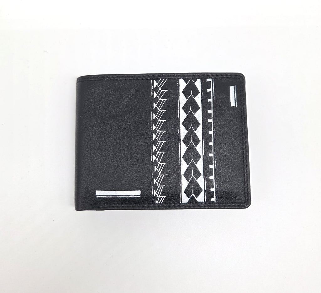 Tätowierte Geldtasche Rindsleder schwarz "MAORI"