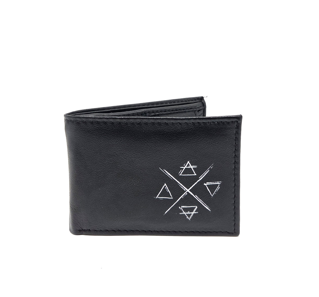 Tätowierte Mini Geldtasche Rindsleder schwarz "4-ELEMENTE"