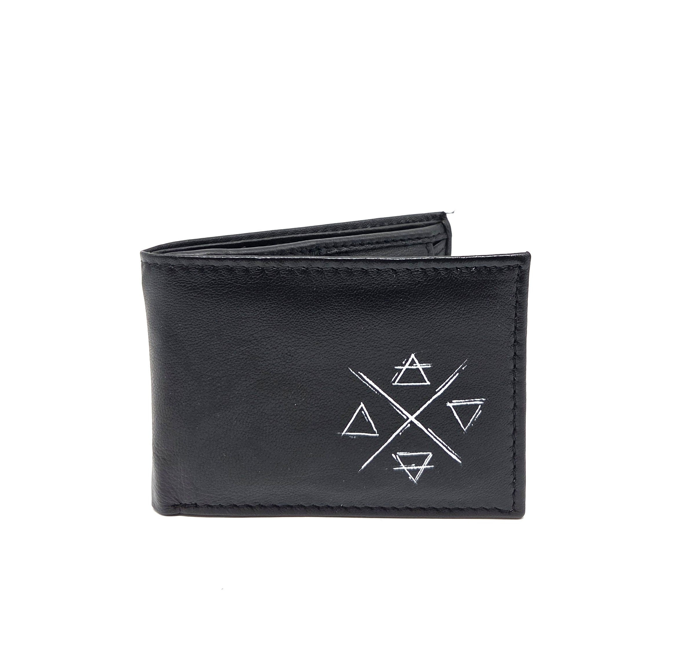 Tätowierte Mini Geldtasche Rindsleder schwarz "4-ELEMENTE"