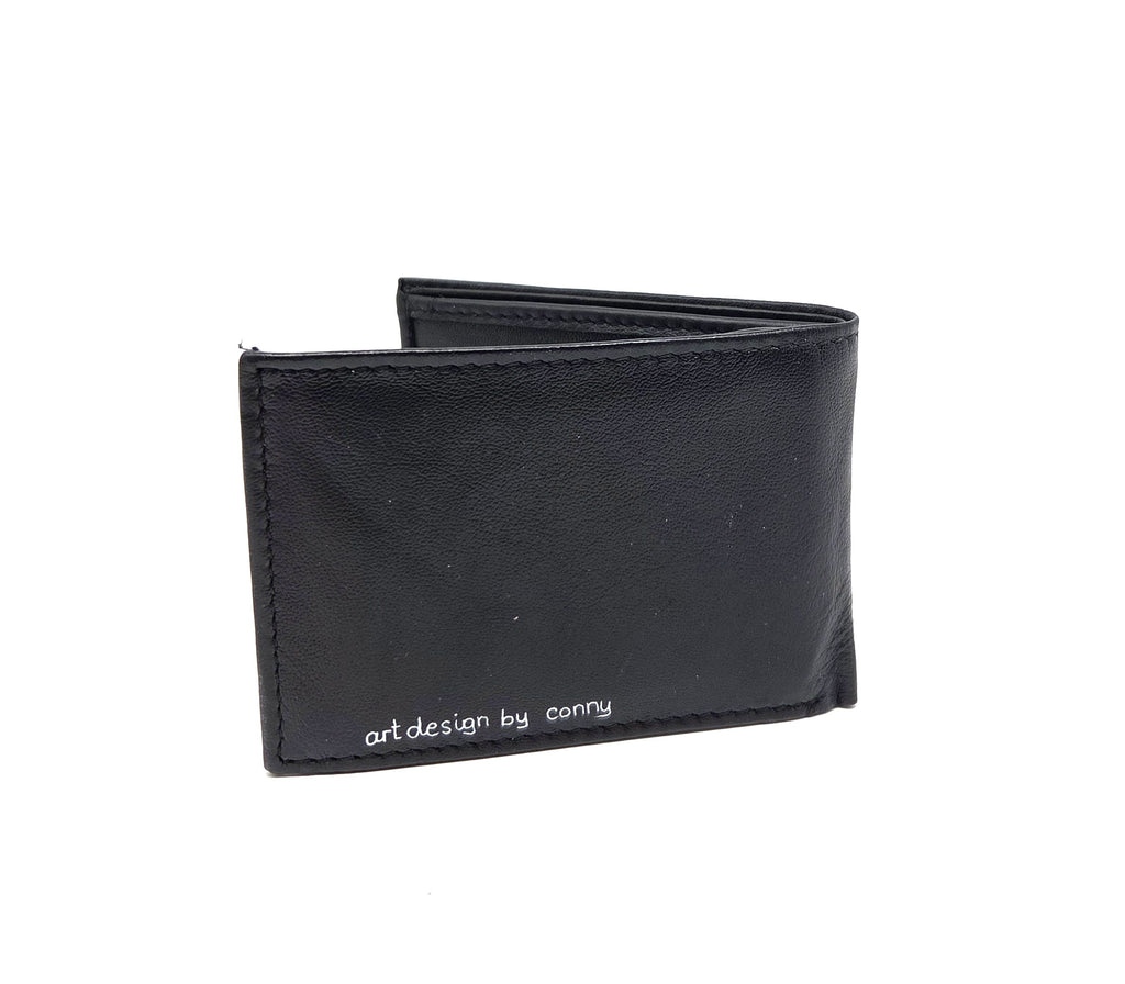 Tätowierte Mini Geldtasche Rindsleder schwarz "4-ELEMENTE"