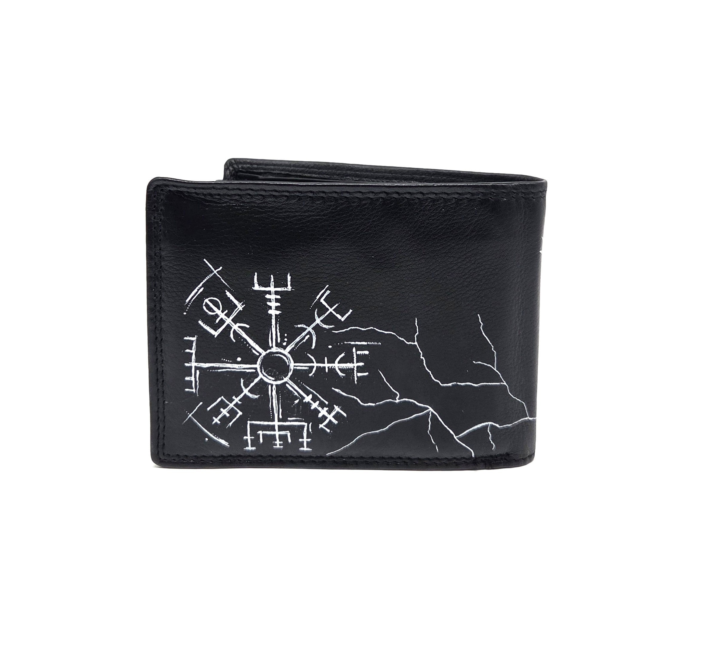 Tätowierte Geldtasche Rindsleder schwarz "RAVEN"