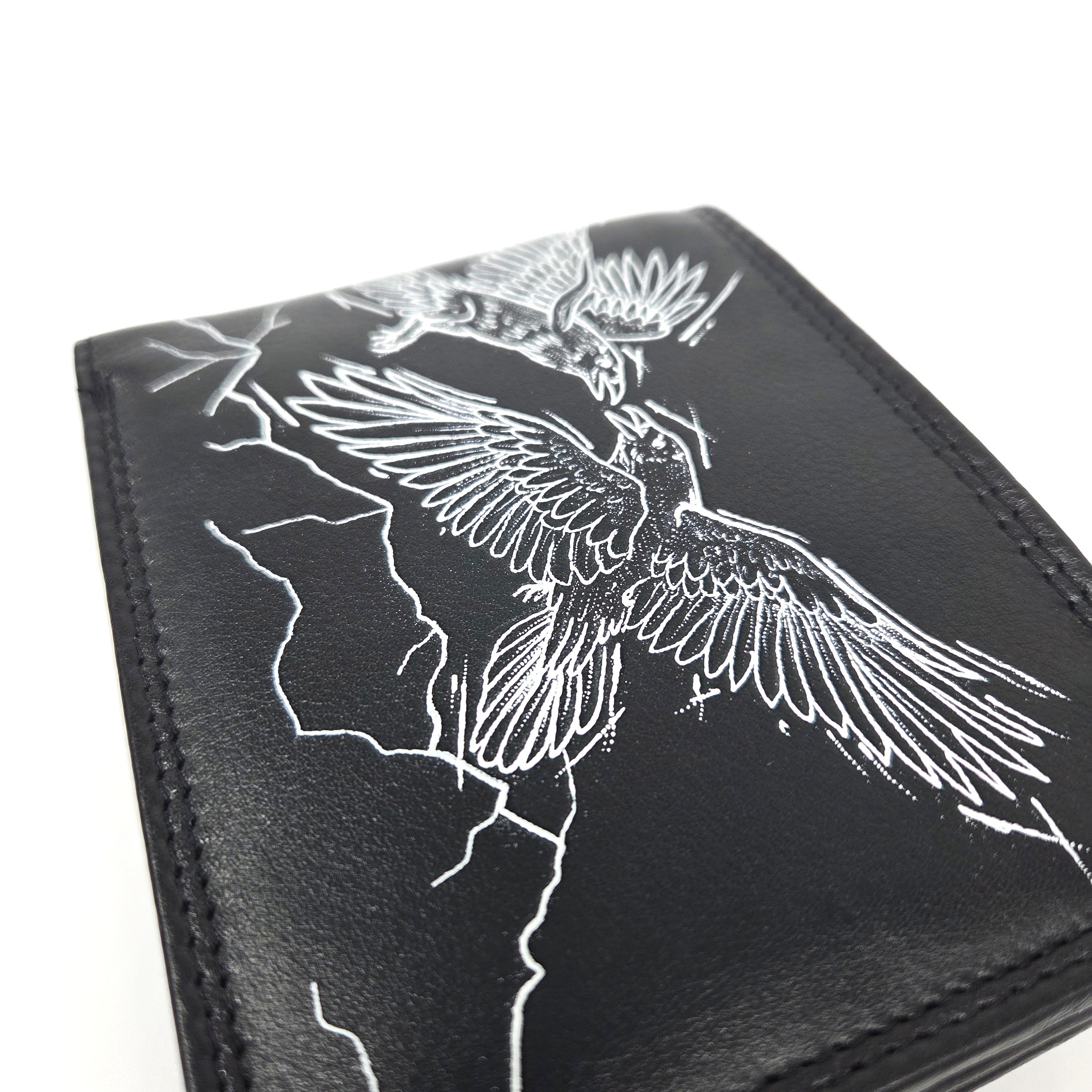 Tätowierte Geldtasche Rindsleder schwarz "RAVEN"