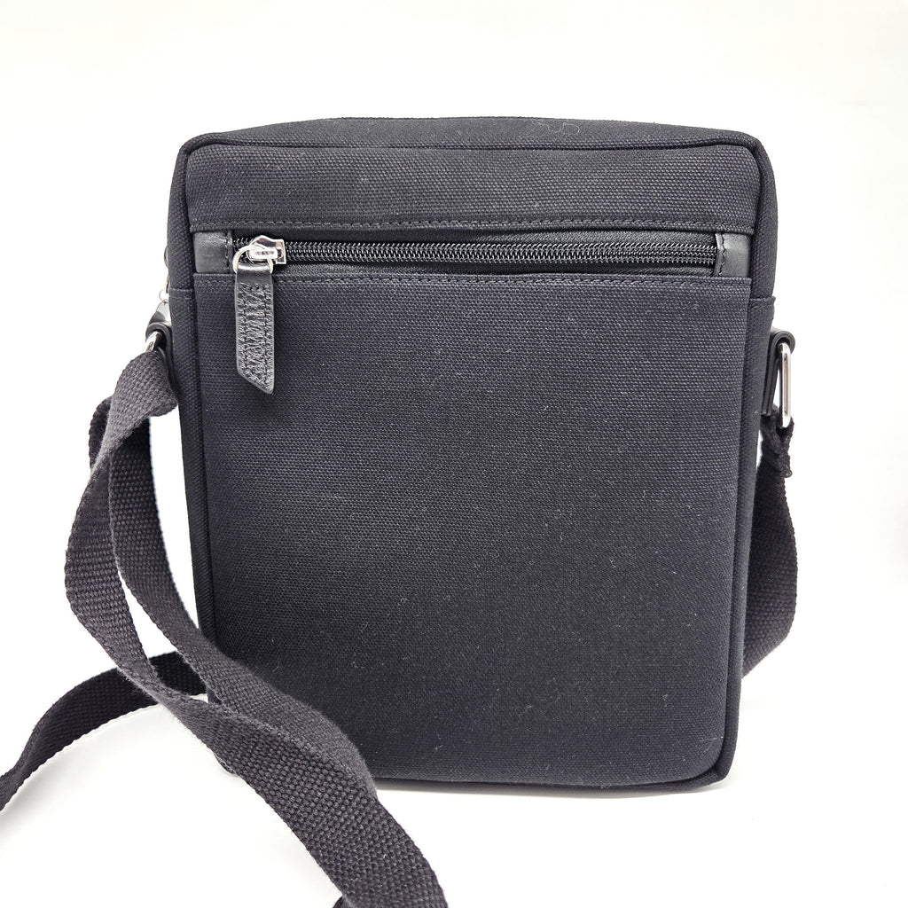 Tätowierte Tasche Canvas/Rindsleder schwarz "UN MER DE FLEURS"