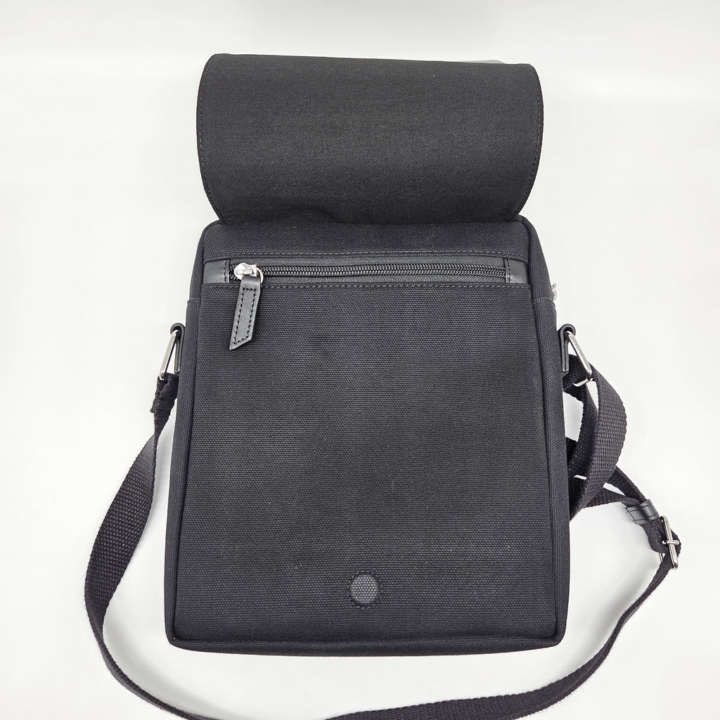 Tätowierte Tasche Canvas/Rindsleder schwarz "UN MER DE FLEURS"