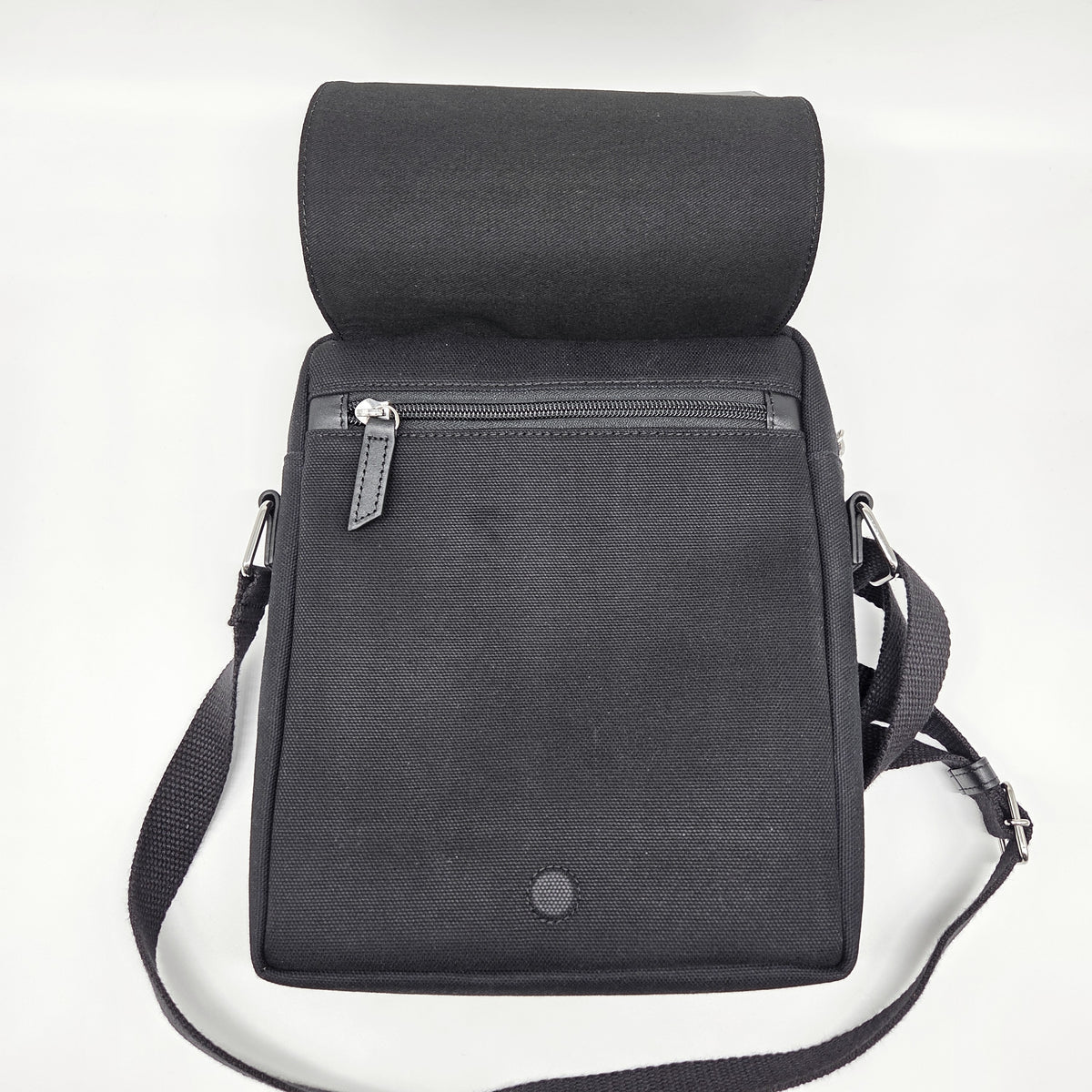 Tätowierte Tasche Canvas/Rindsleder schwarz "UN MER DE FLEURS"